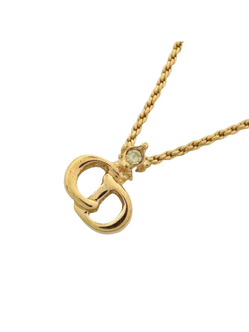 Dior Necklace CD Logo Gold Plated Rhinestone